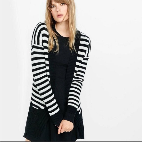 Express striped duster vintage knit open cardigan sweater, Size Large. - Picture 1 of 5